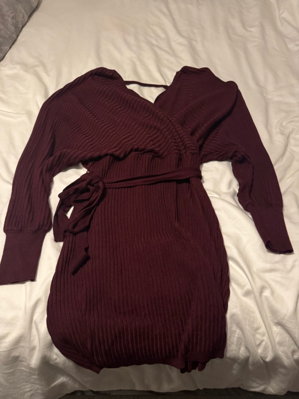 Women’s Ribbed Sweater Dress in Deep Burgundy